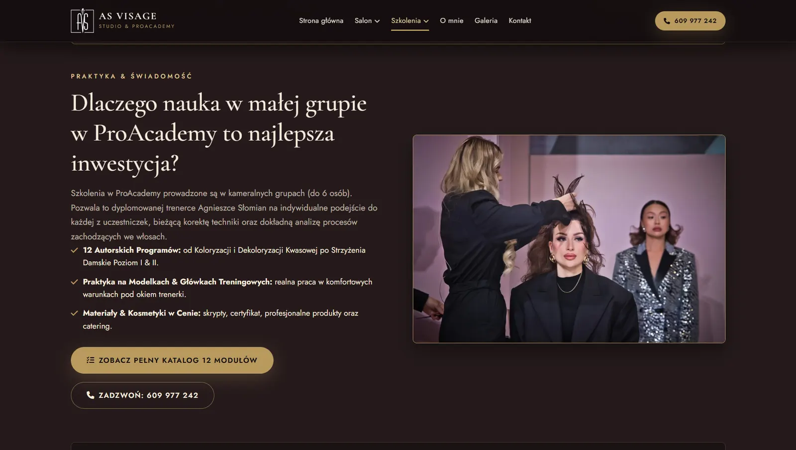 Strona internetowa AS Visage Studio i ProAcademy w Pile