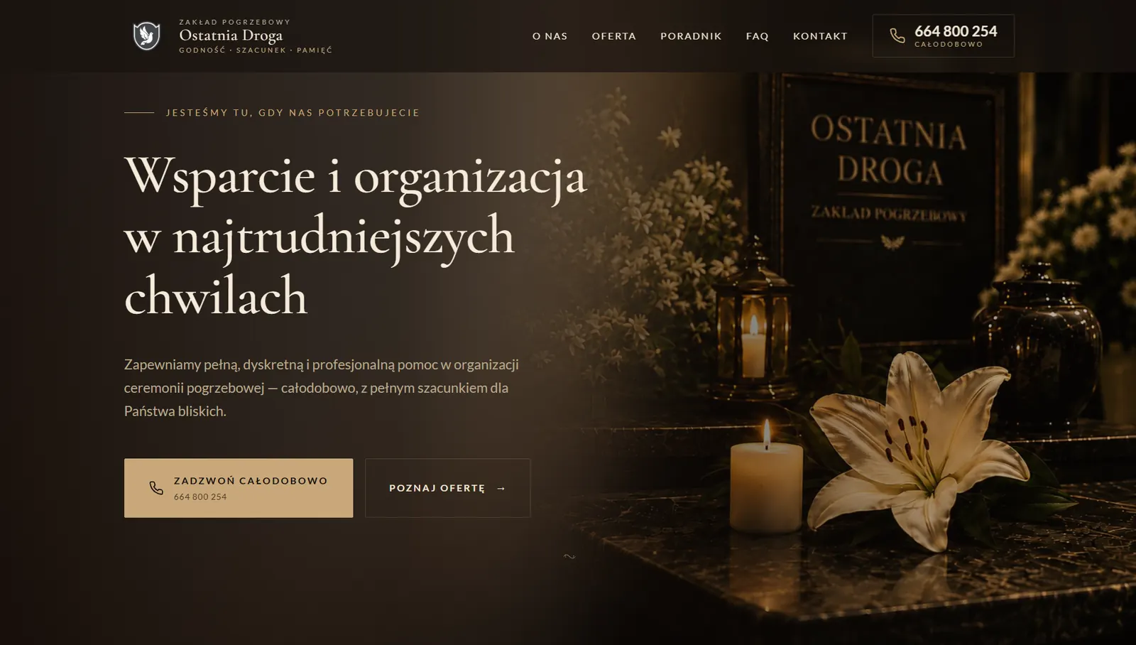 Strona internetowa zakładu pogrzebowego Ostatnia Droga w Rzeszowie